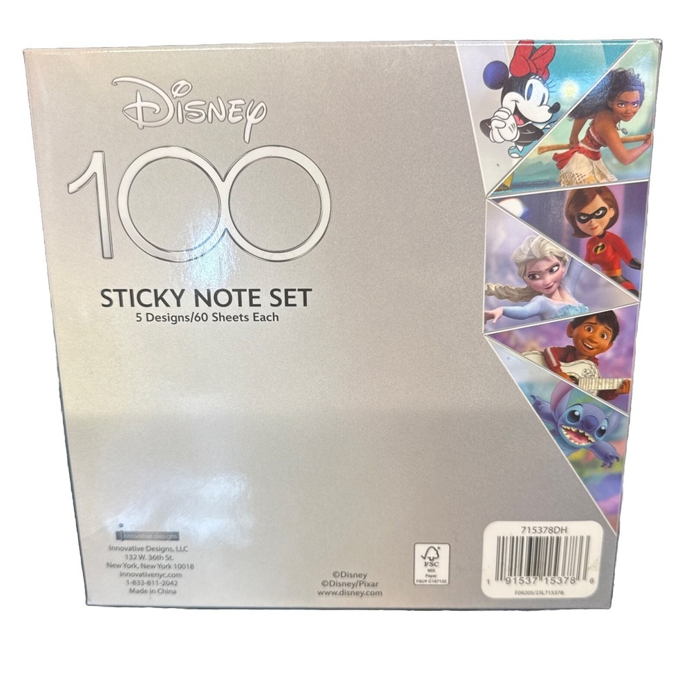 Disney Die-Cut Sticky Note Set 3" x 3" 5 Pads (60 Sheets Each), New - Picture 2 of 3